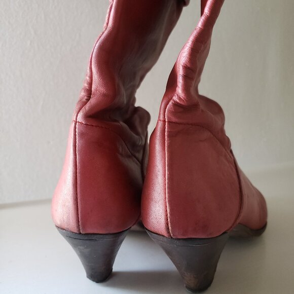 Vintage cognac leather 80s mid-calf boots, size 6-6.5 - Picture 4 of 12